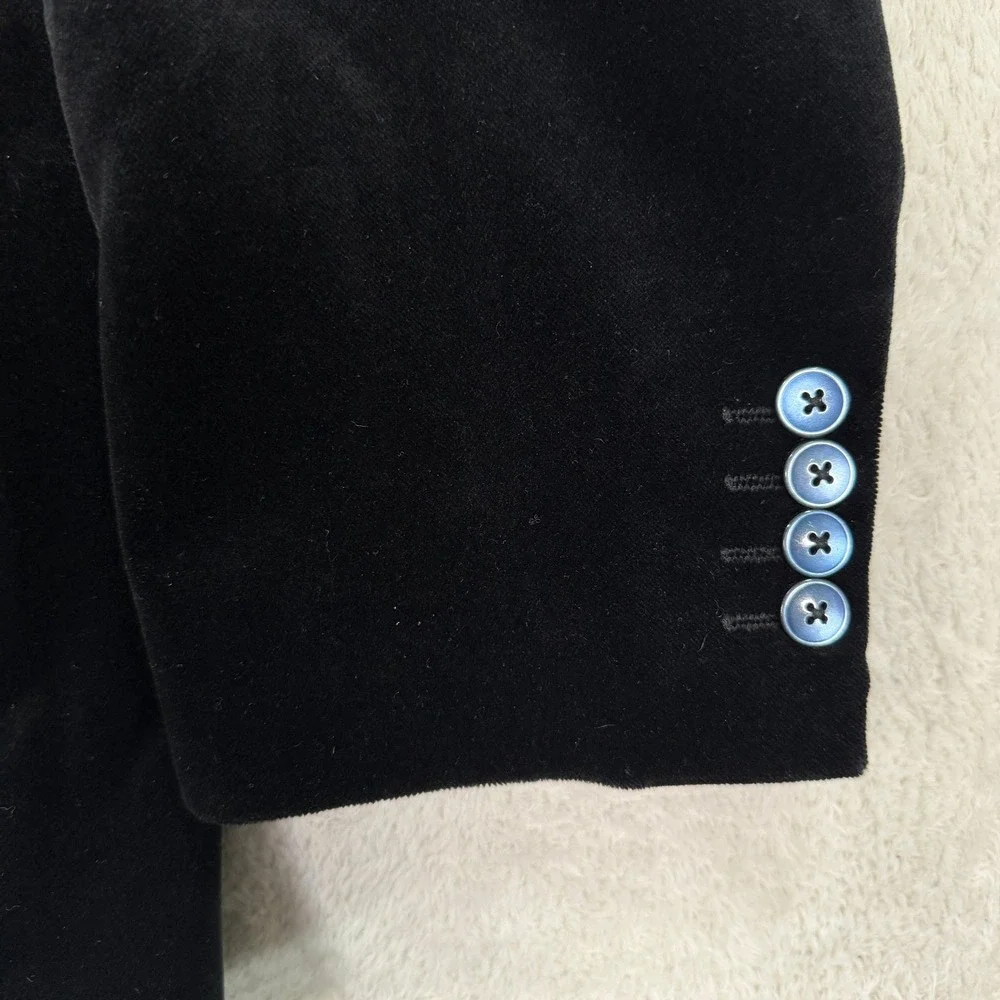 Robert Graham Mens 50L Classic Fit Black Velvet Blazer Peak Lapel Floral Lining